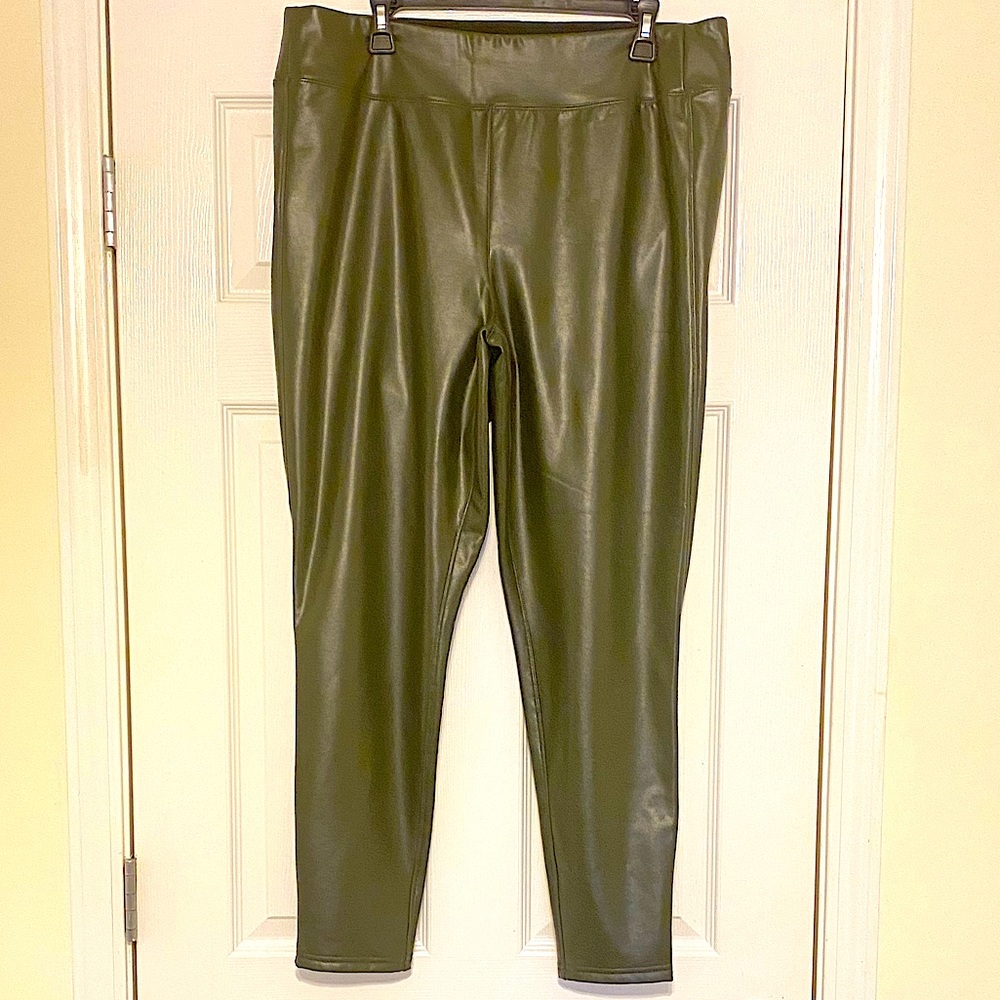 GAP Olive faux leather pull on pants